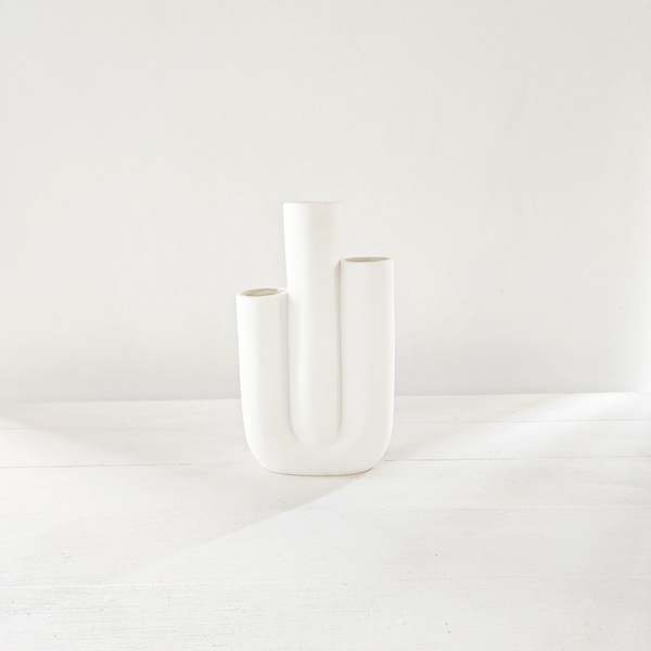 Three Pipe Coral Vase - White - <p style='text-align: center;'>R 70</p>